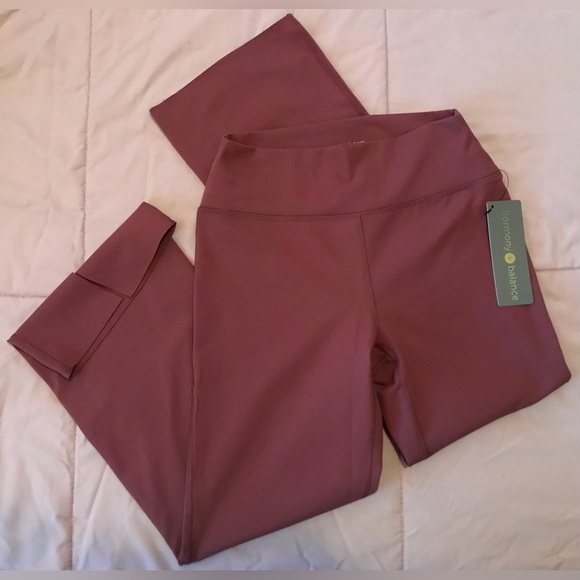 harmony balance Pants - NWT harmony balance Deep Mauve Flare Slit Leg Yoga Stretch Lounge Pants - M